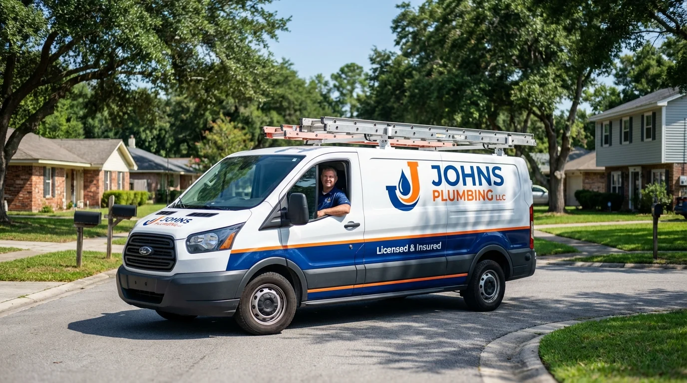 Johns Plumbing LLC service van in Nicholls, GA