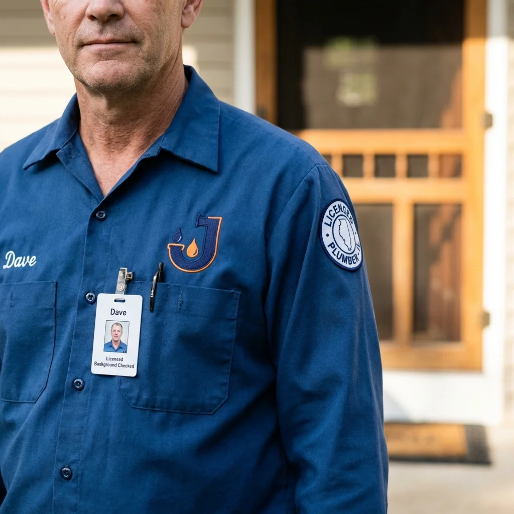 Licensed plumber showing ID badge in Nicholls, GA