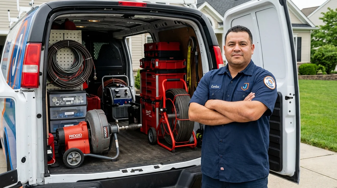 Professional drain cleaning equipment and Johns Plumbing LLC plumber in Nicholls