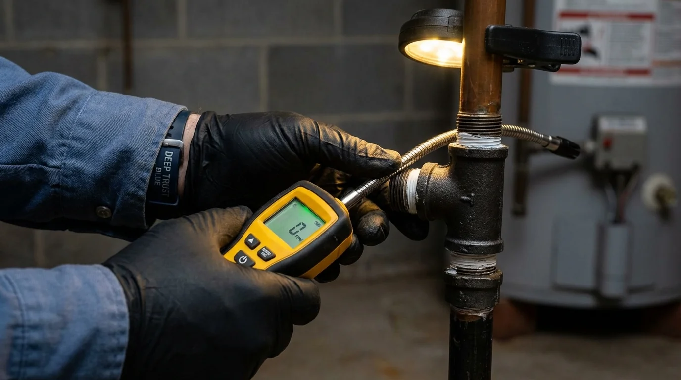 Gas leak detection with electronic sniffer by Johns Plumbing LLC in Nicholls