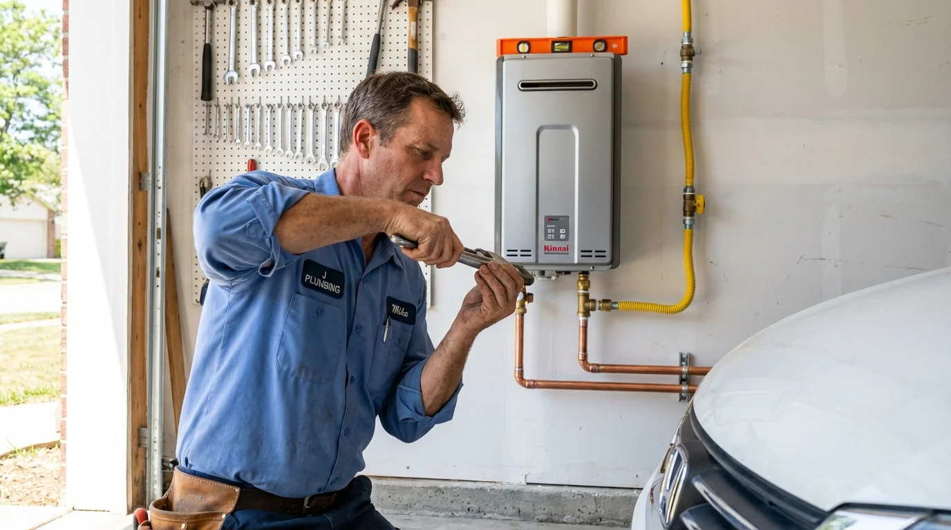 Tankless water heater installation by a Johns Plumbing LLC plumber in Nicholls
